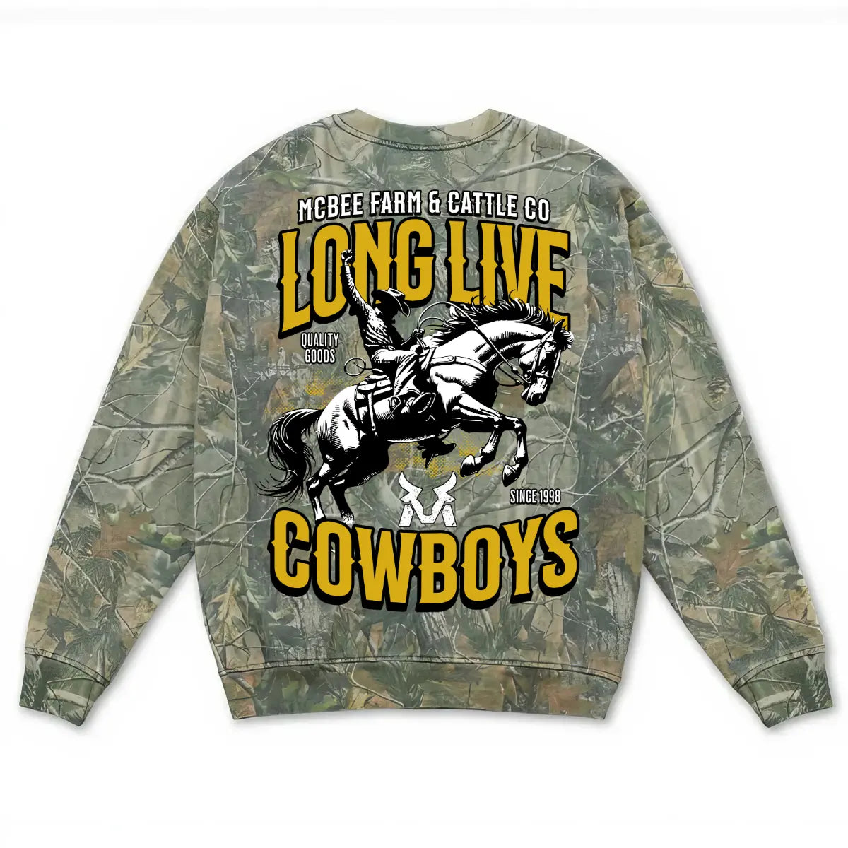 Long Live Cowboys Camo Crewneck McBee Farm & Cattle Co