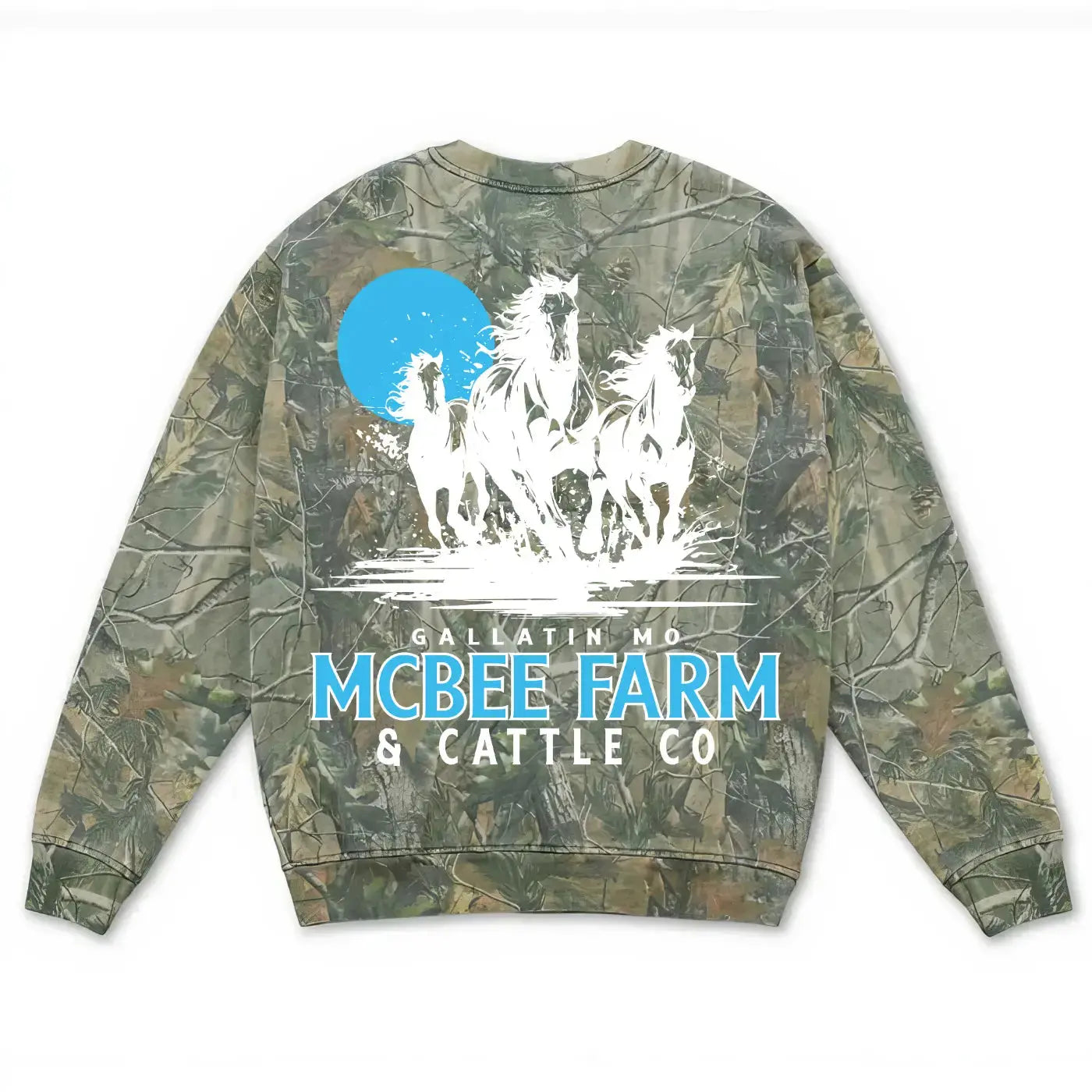Run Free Vintage Camo Crewneck McBee Farm & Cattle Co