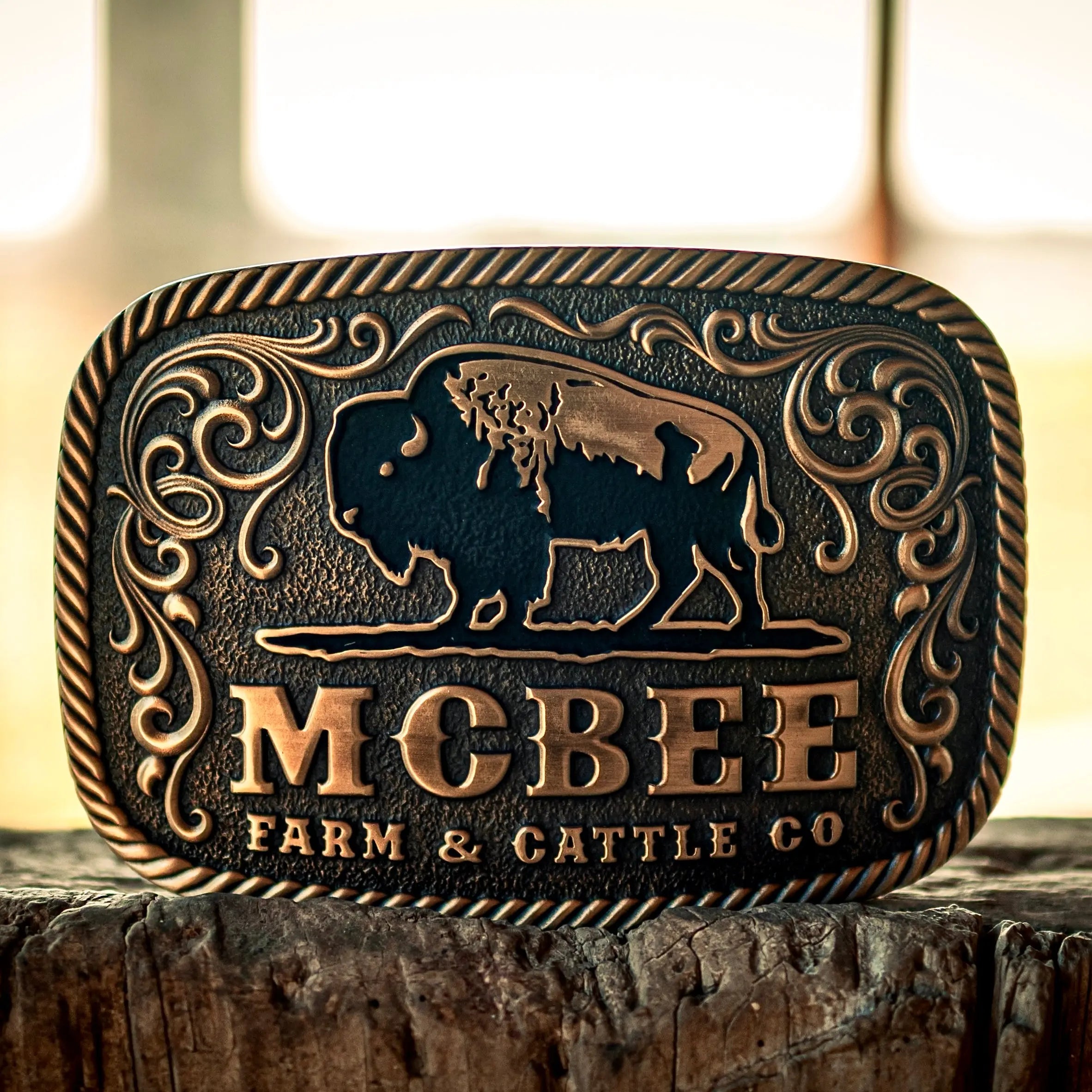 The McBee Bison Buckle McBee Farm & Cattle Co