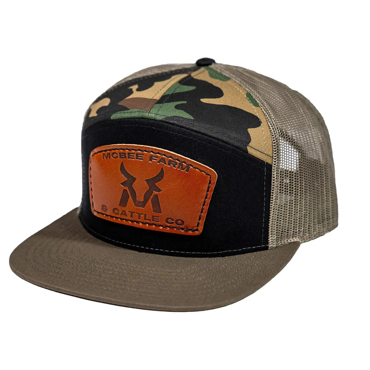 McBee Farms Leather Patch Flat Bill Hat McBee Farm & Cattle Co