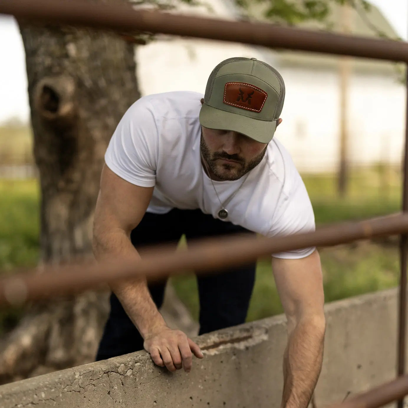 McBee Farms Leather Patch Flat Bill Hat McBee Farm & Cattle Co