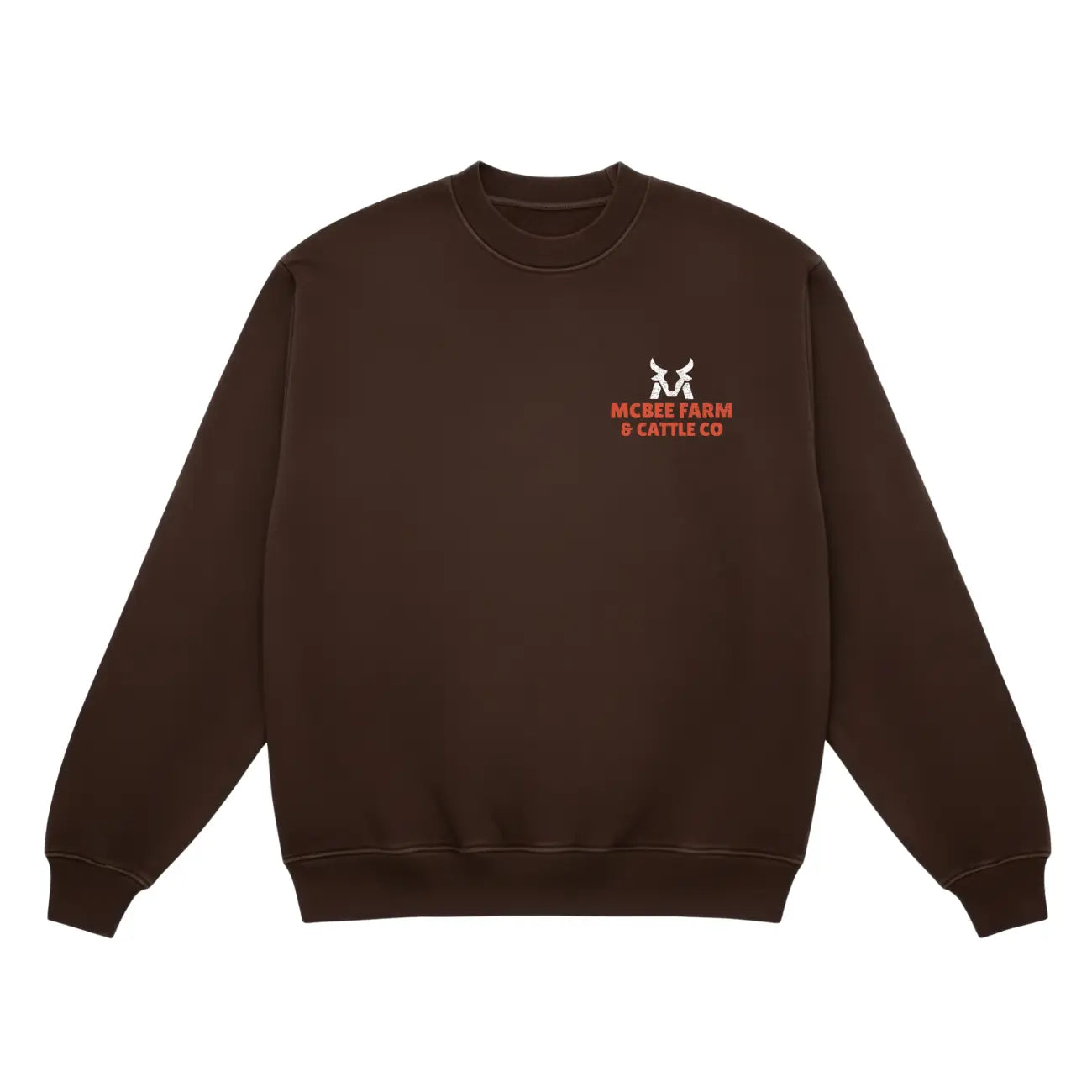 Guy on a Buffalo Crewneck McBee Farm & Cattle Co