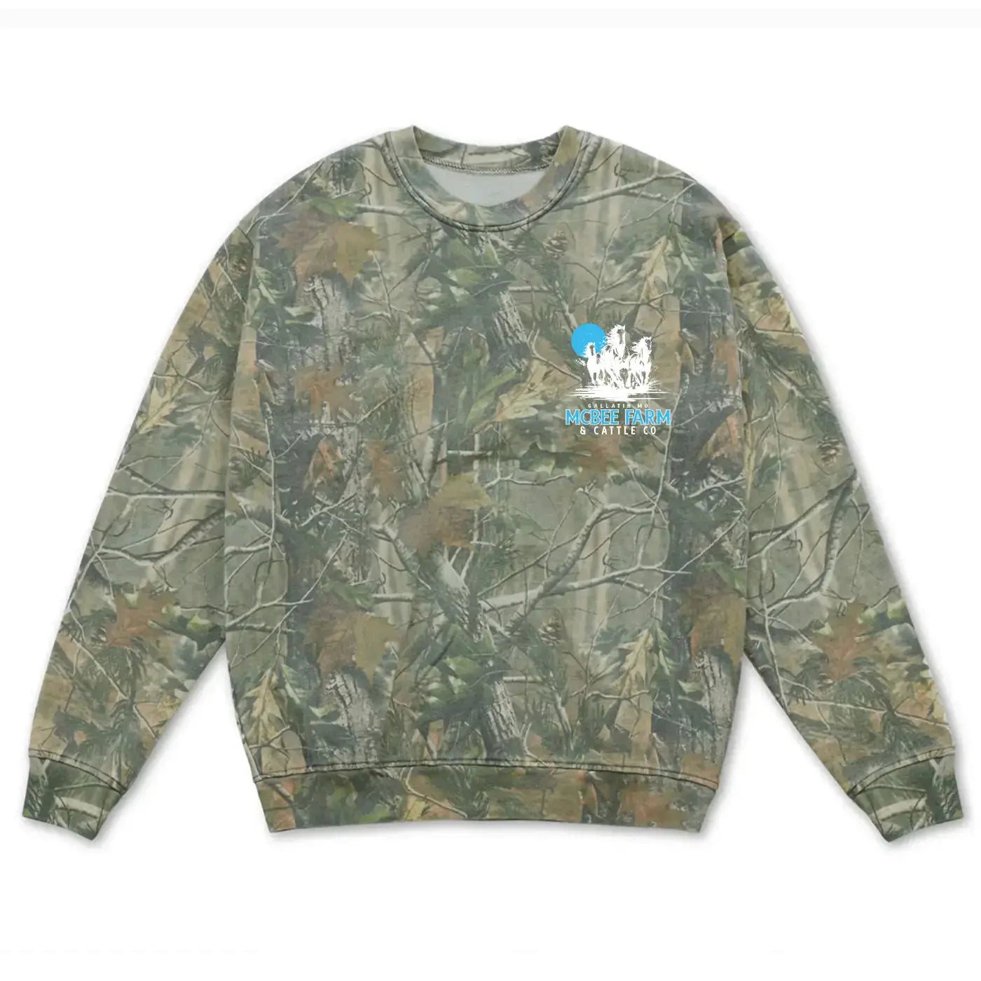 Run Free Vintage Camo Crewneck McBee Farm & Cattle Co
