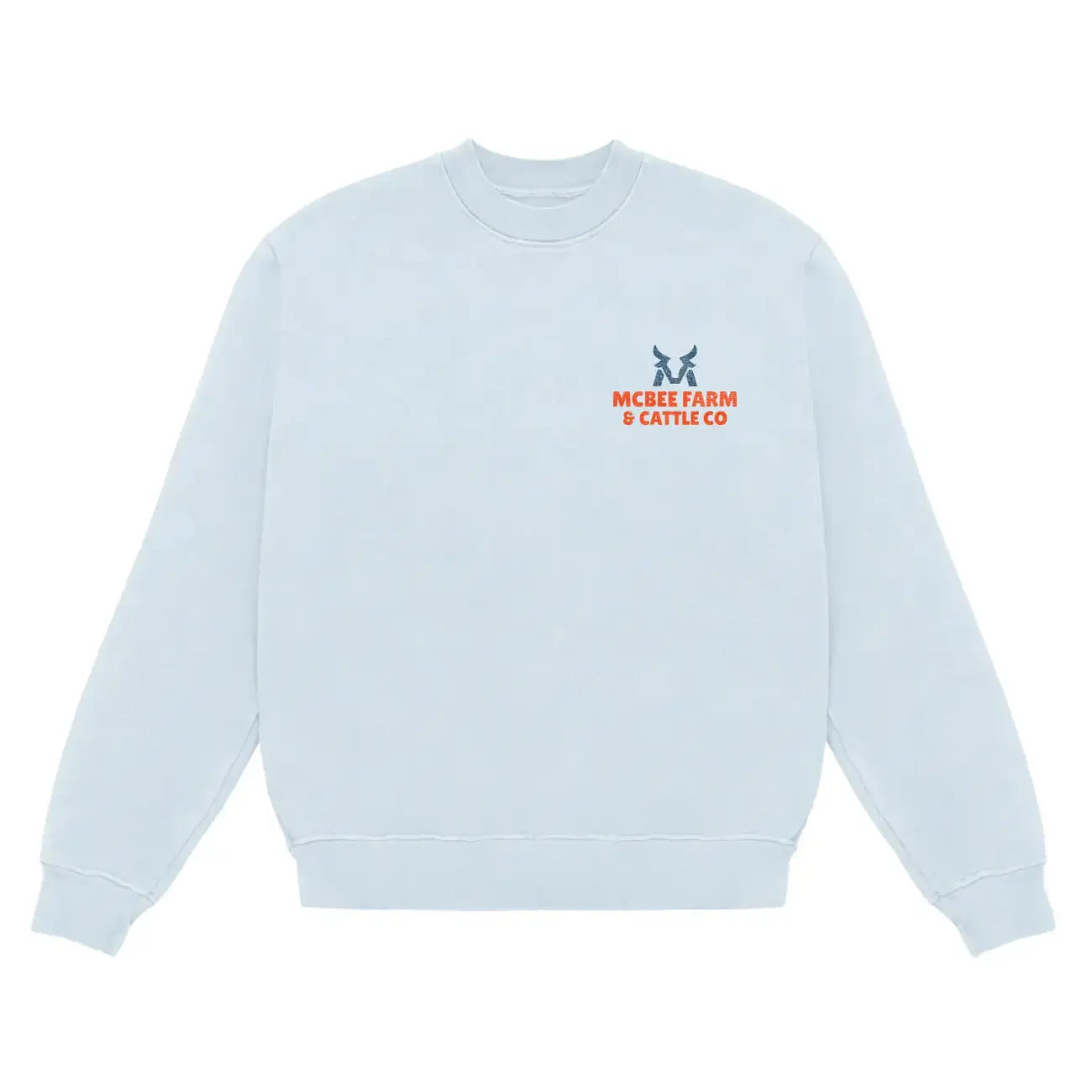 Guy on a Buffalo Crewneck McBee Farm & Cattle Co