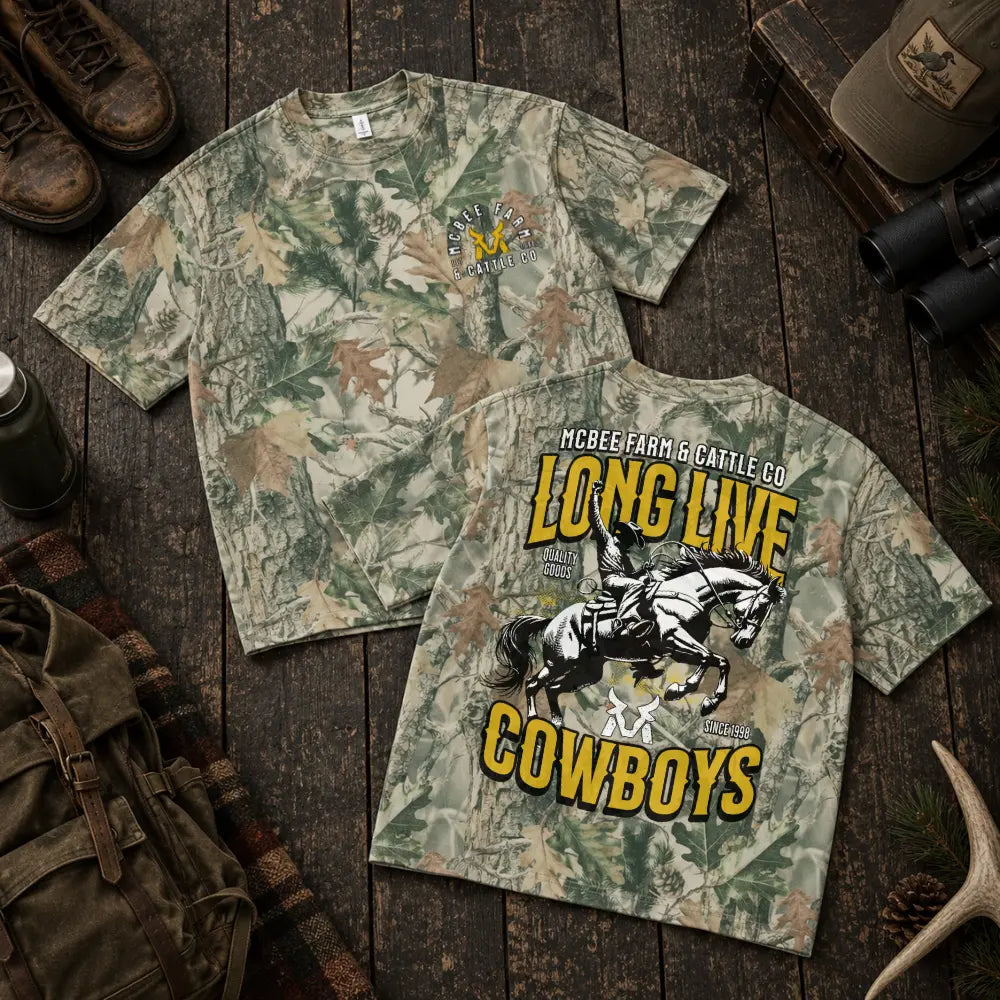 Long Live Cowboys Camo T-Shirt McBee Farm & Cattle Co