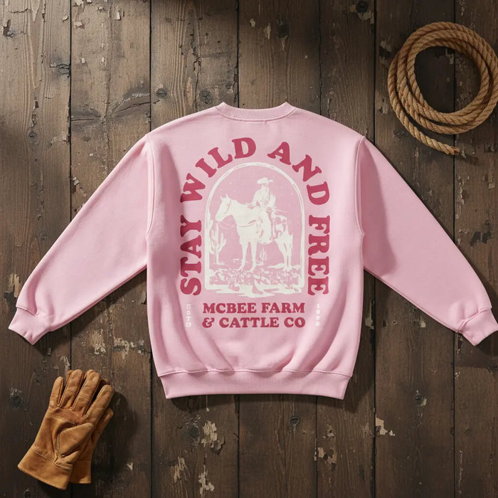 Stay Wild Pink Western Crewneck