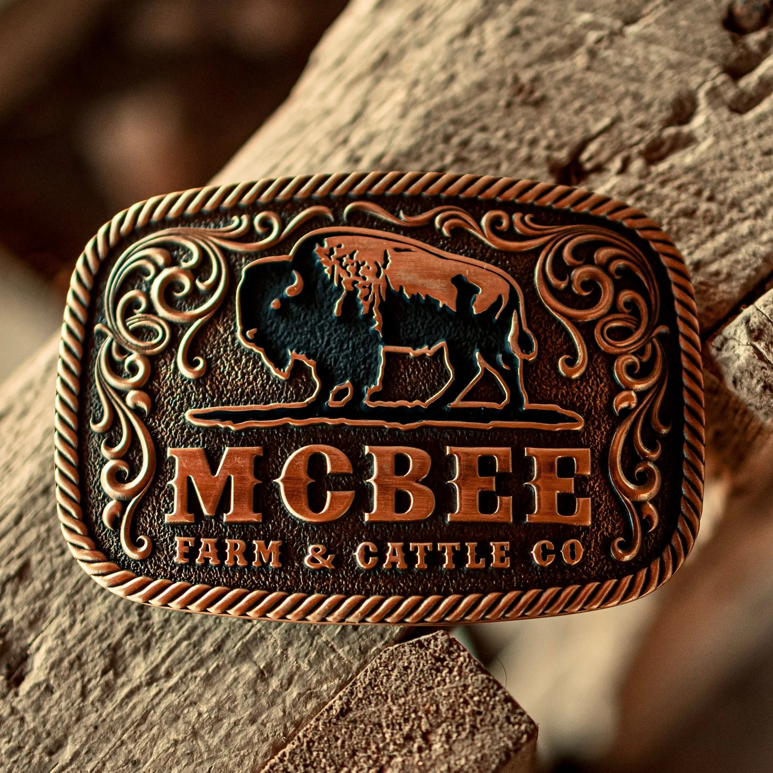 The McBee Bison Buckle McBee Farm & Cattle Co