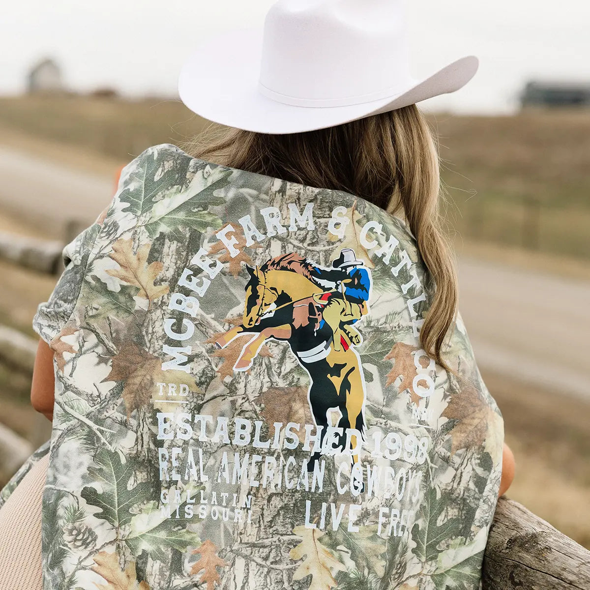 Bronco Breaker Camo Crewneck McBee Farm & Cattle Co
