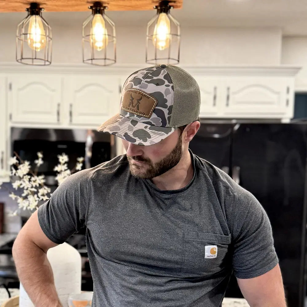 McBee Farms Leather Patch Camo Trucker Hat McBee Farm & Cattle Co