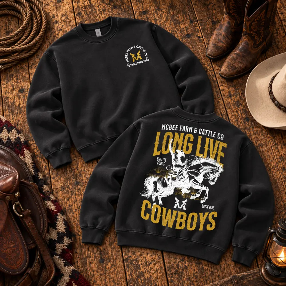 Long Live Cowboys Crewneck McBee Farm & Cattle Co