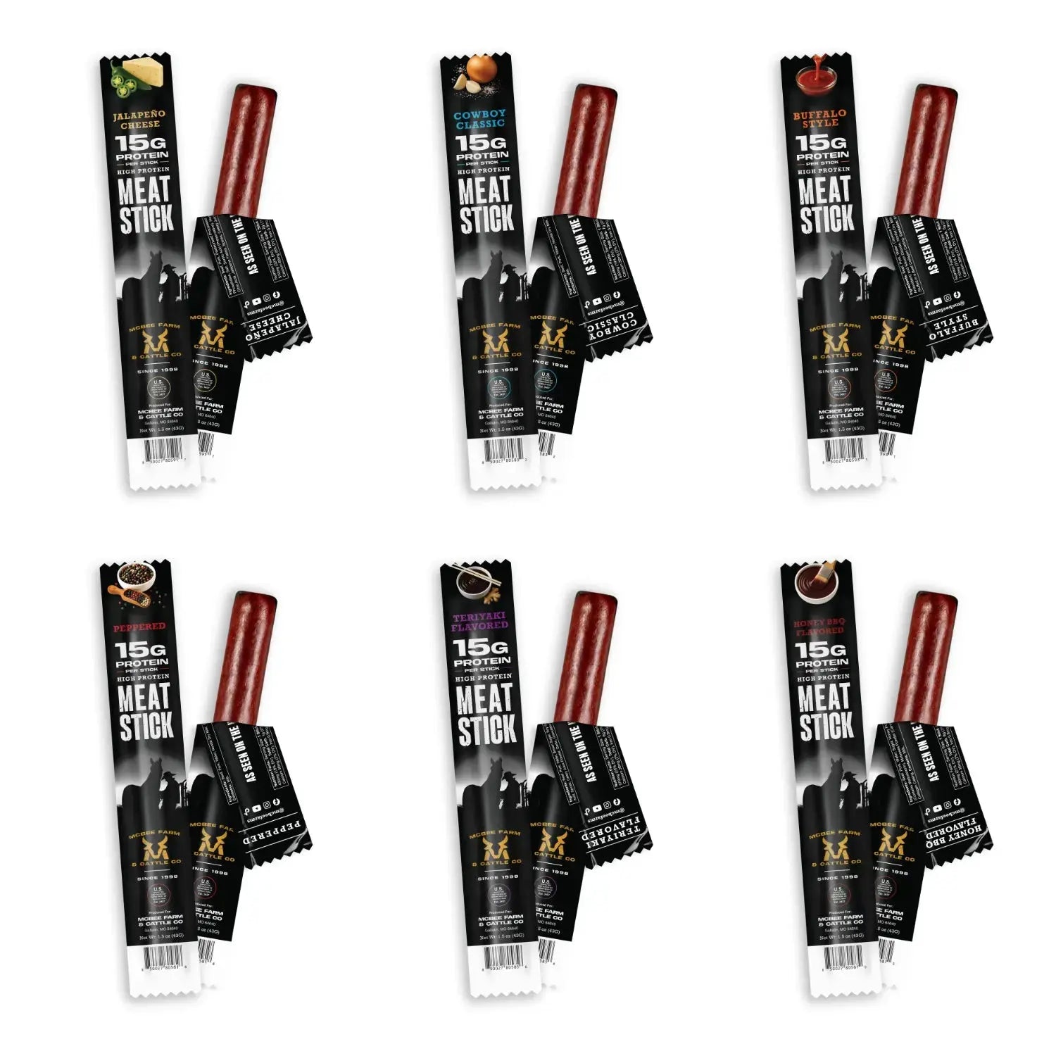 High Protein Meat Stick Sampler Pack (Single Sticks) McBee Farm & Cattle Co