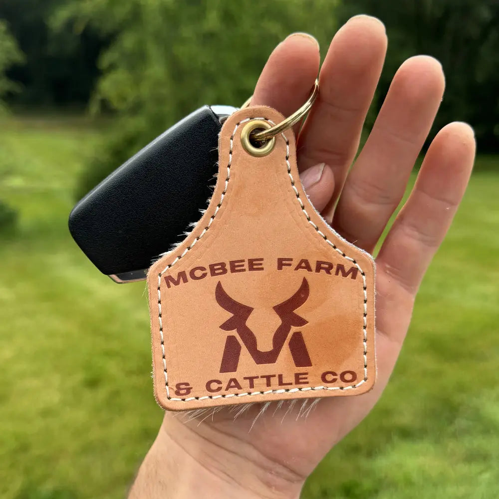 Leather Cattle Tag Key Chain McBee Farm & Cattle Co