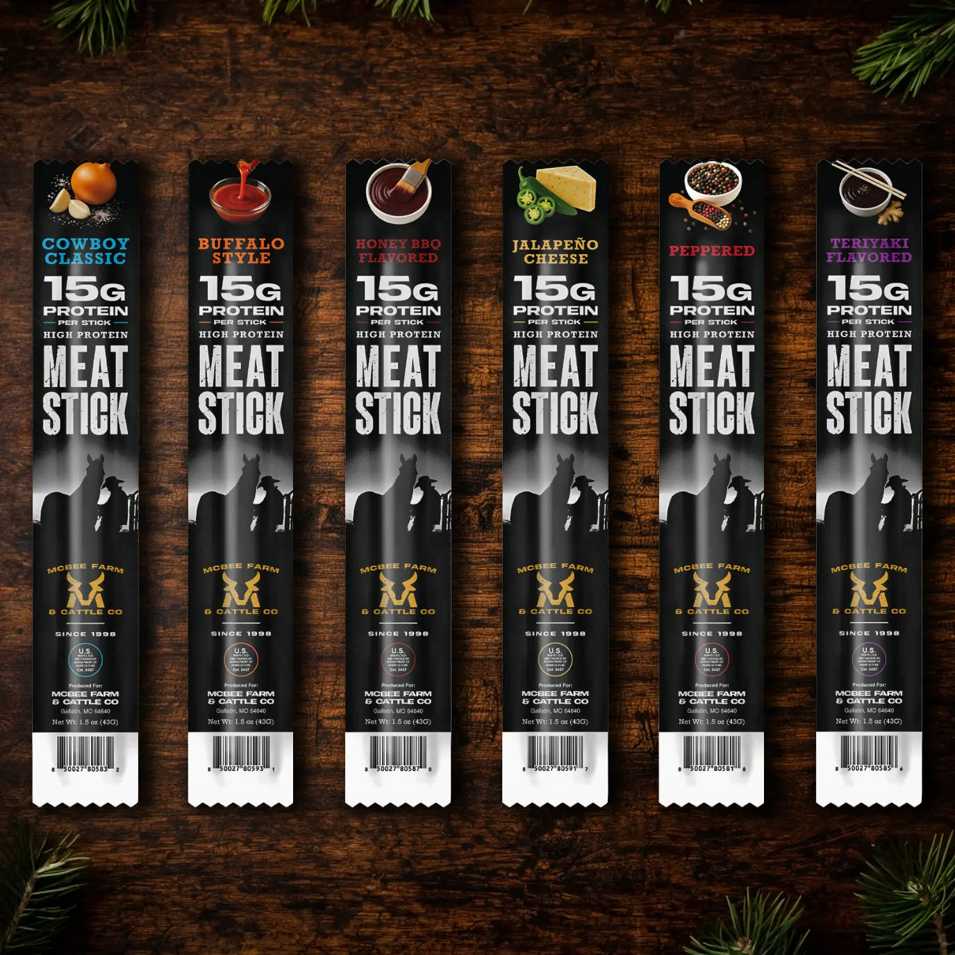High Protein Meat Stick Sampler Pack (Single Sticks) McBee Farm & Cattle Co