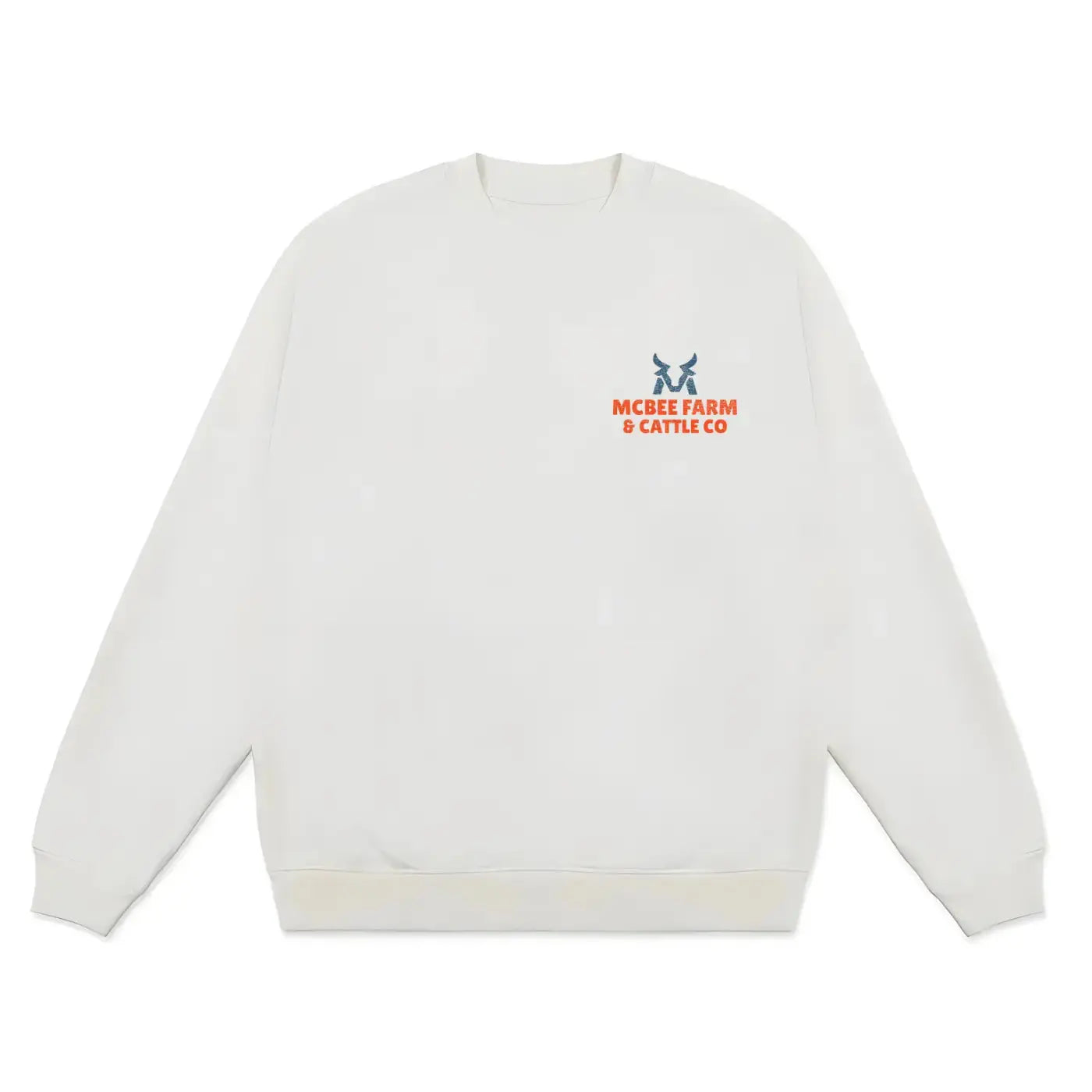 Guy on a Buffalo Crewneck McBee Farm & Cattle Co