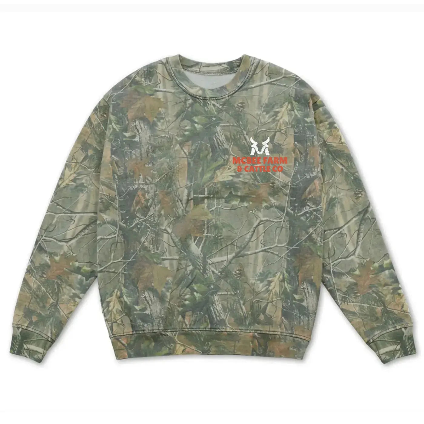 Guy on a Buffalo Crewneck McBee Farm & Cattle Co