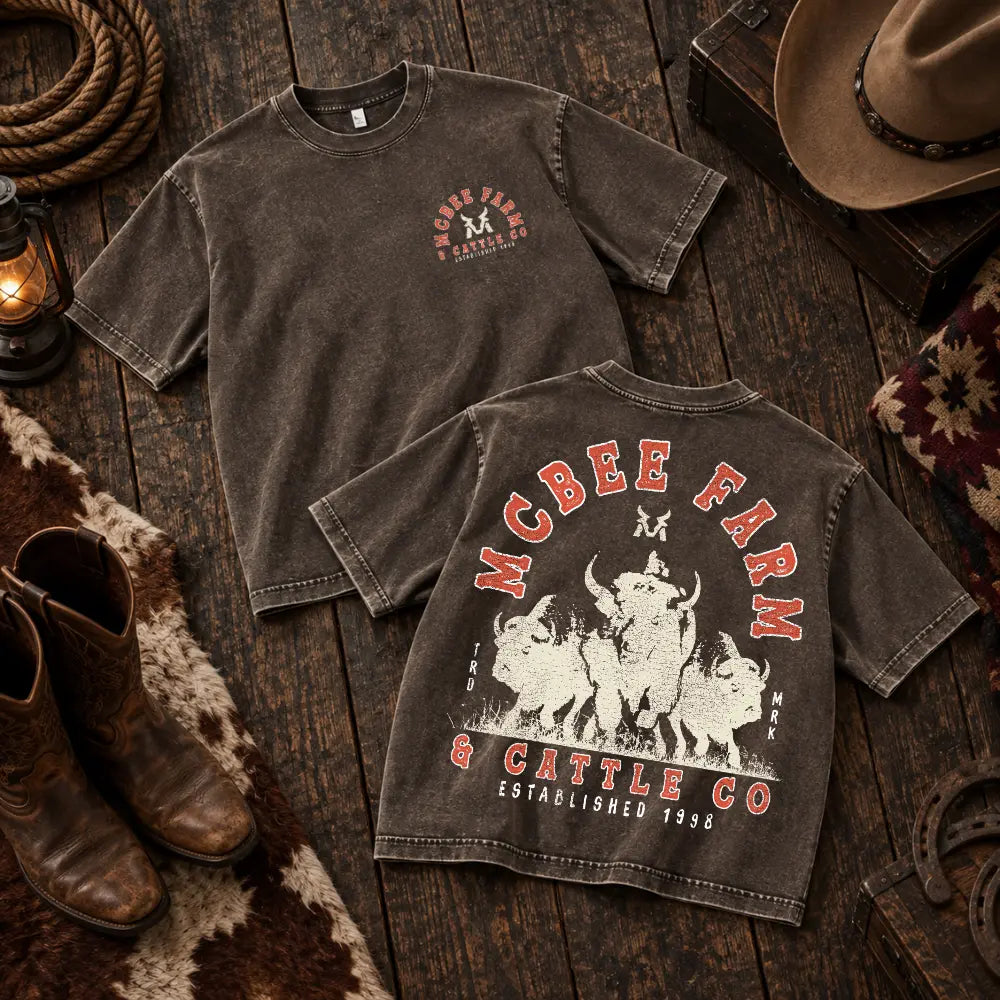 Bison Stampede Vintage T-Shirt McBee Farm & Cattle Co
