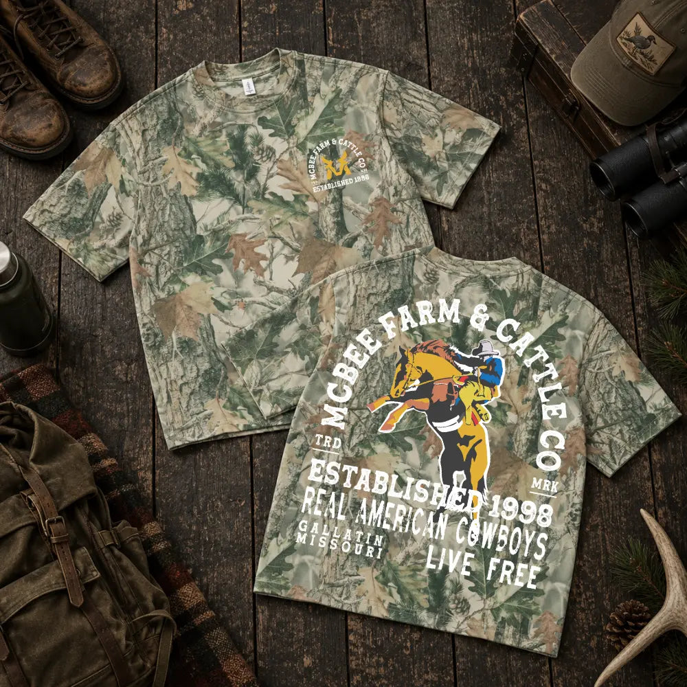 Bronco Breaker Camo T-Shirt McBee Farm & Cattle Co