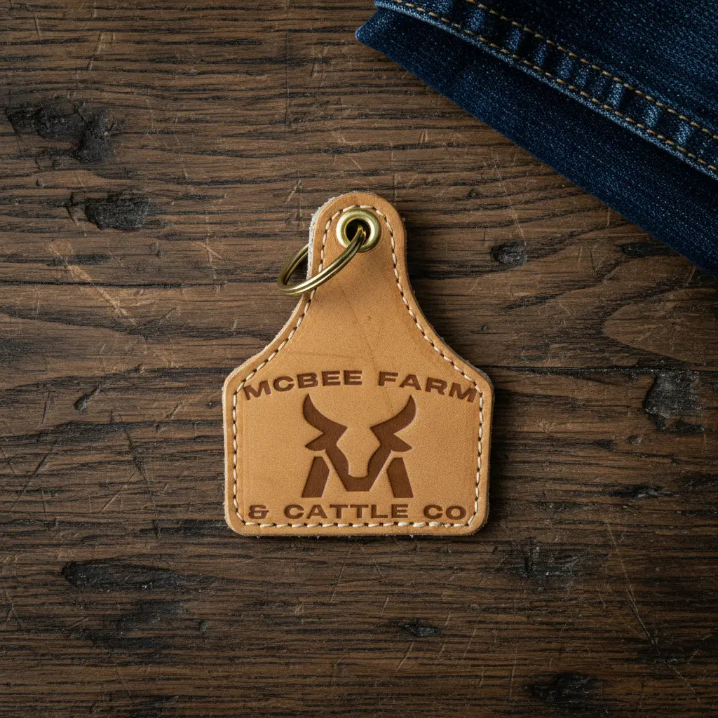 Leather Cattle Tag Key Chain McBee Farm & Cattle Co
