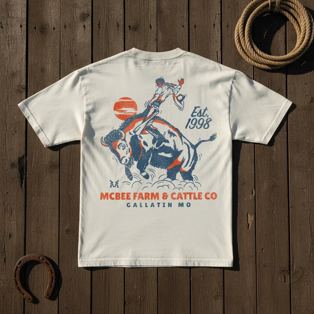 Guy On A Buffalo Oversized T-Shirt McBee Farm & Cattle Co