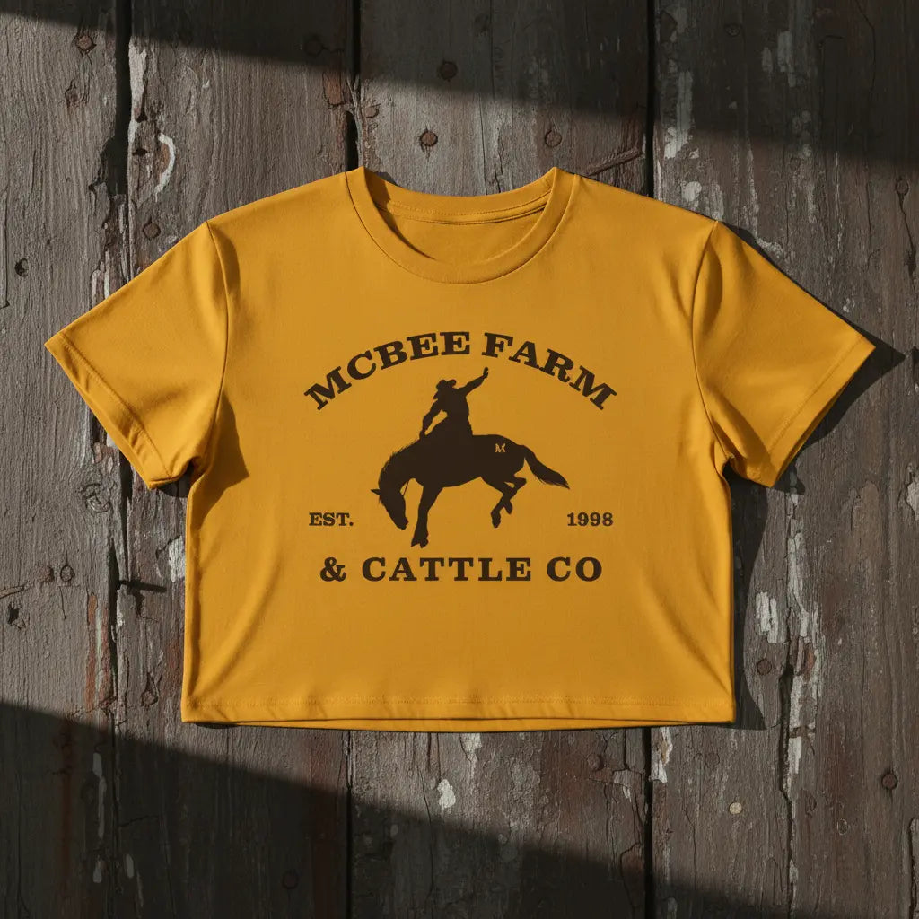 Buckin' Bronco Logo Crop Top McBee Farm & Cattle Co